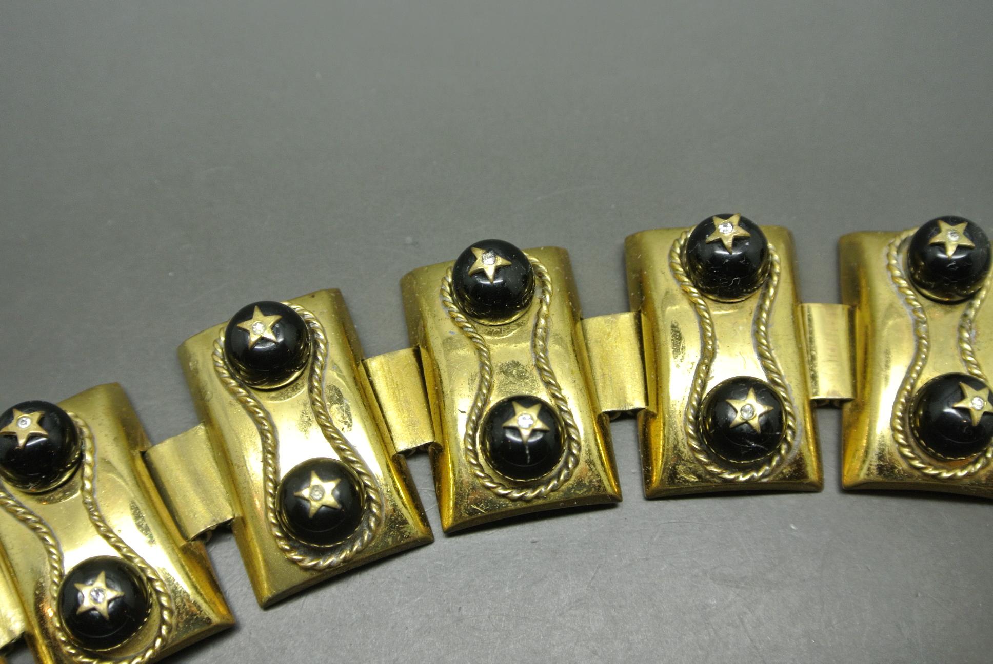 Schiaparelli by Max Boinet black glass star gold-tone bracelet (Künstler*in) im Angebot