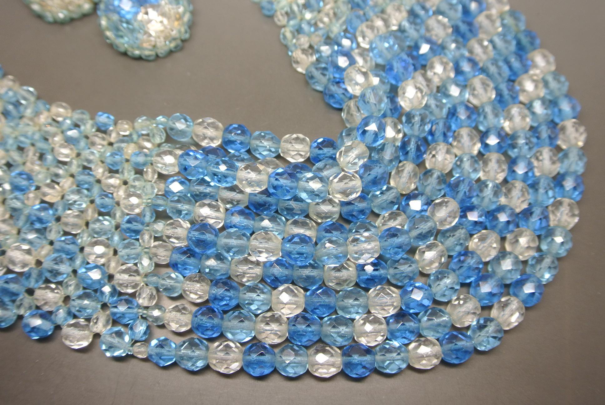 Artist Coppola e Toppo blue glass beaded multi-strand couture necklace For Sale