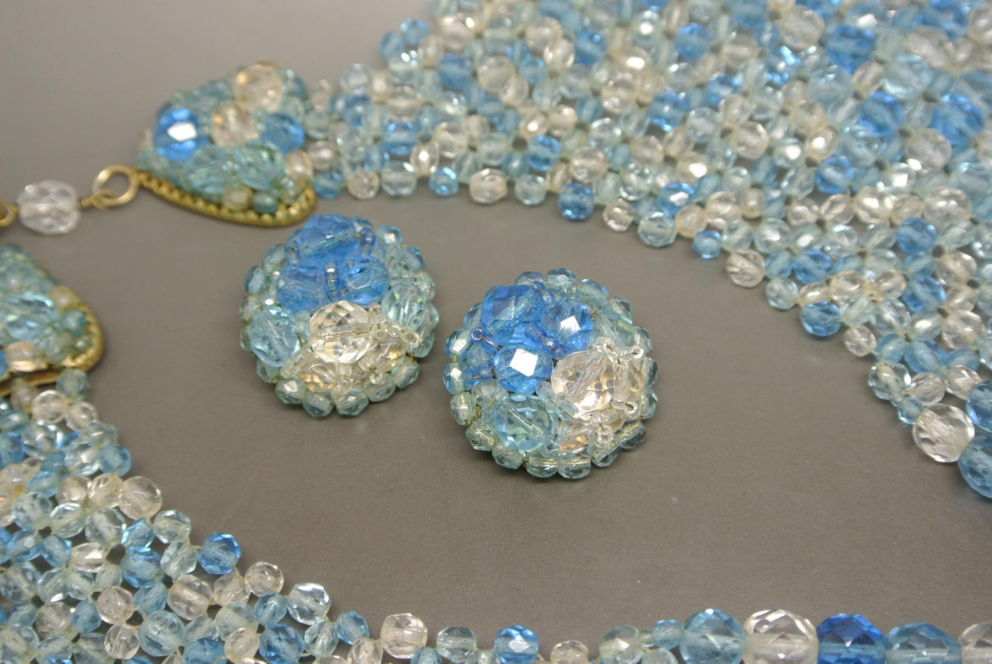 Coppola e Toppo blue glass beaded multi-strand couture necklace In Fair Condition For Sale In London, GB