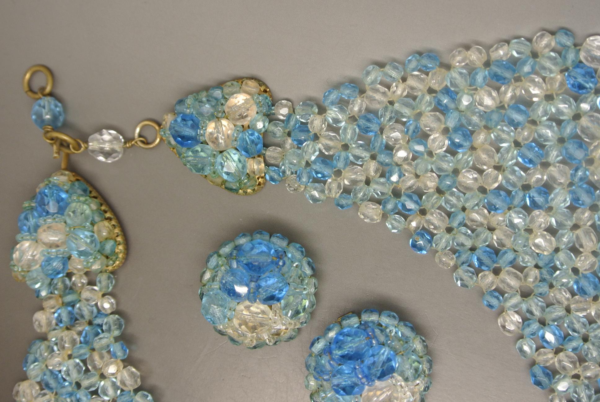 Women's or Men's Coppola e Toppo blue glass beaded multi-strand couture necklace For Sale