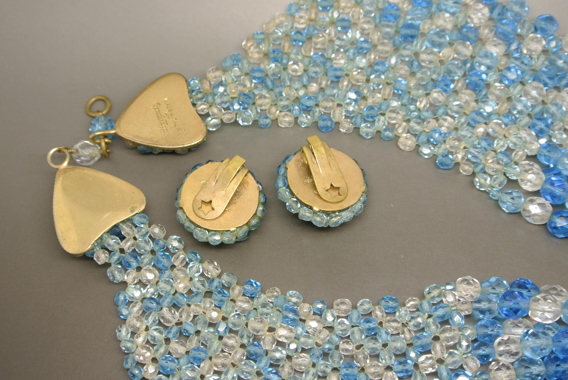 Coppola e Toppo blue glass beaded multi-strand couture necklace For Sale 1