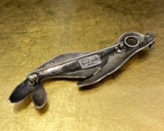 Vintage 1940s Modernist Clifford Russel Sterling Silver Tourmaline Brooch - Pin