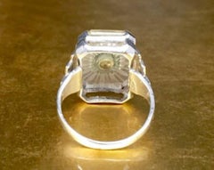 Vintage 1920s Art Deco Camphor Glass Sterling Silver Pinky Ring in Size 3 1/4
