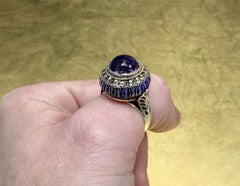 Vintage 1920s Asian Filigree Art Deco Amethyst Adjustable Sterling Gift Ring