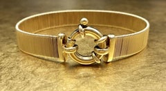 Vintage 1970s Modernist Gilded Sterling Silver Womens Christmas Gift Bracelet