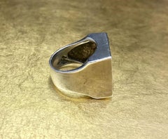 Modernist Mod 1960s Vintage Onyx Jade Mens Sterling Silver Christmas Gift Ring