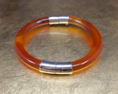 Vintage 1950s retro Carnelian Quartz Bangle Bracelet Christmas Gift Ideas Mom