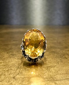1880 Oval Portuguese Cut 25 Carat Arts and Crafts Era Statement Cocktail Ring