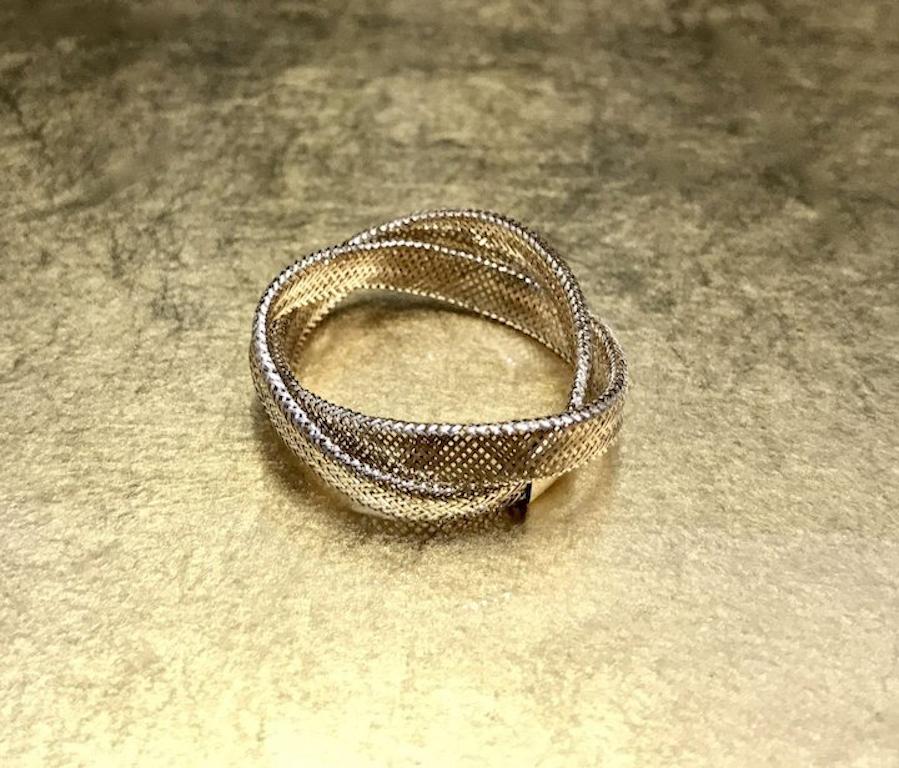 Vintage 1970s Woven 14k Gold Wedding Band or Unique Fashion Ring Christmas Gift For Sale 2