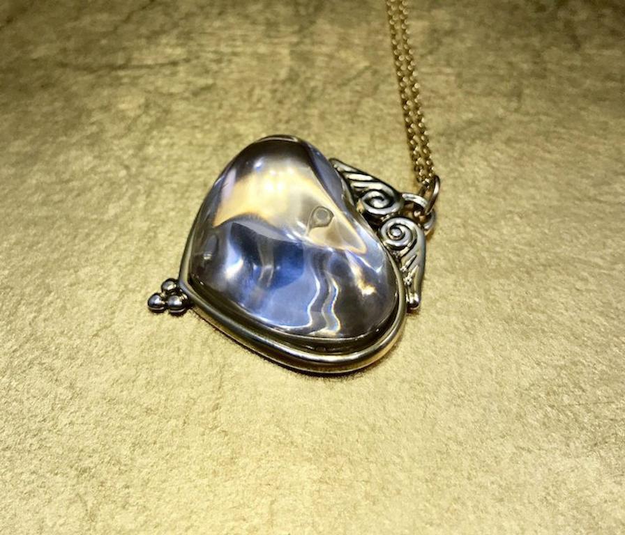 Antique 1800s Gilded Sterling Silver Heart Shaped Rock Crystal Christmas Pendant For Sale 1