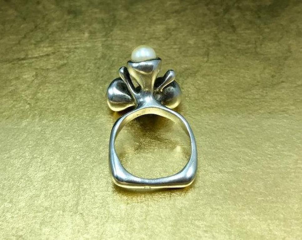 Modernist Vintage Pearl Rings  Christmas Ideas for Wife  Minimalist Jewelry Mod Jewelry For Sale