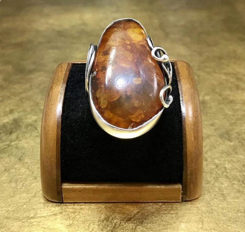 Vintage 1960s Modernist Minimalist Artisan 950 Sterling Silver Statement Ring In Good Condition For Sale In Champions State Gate, FL