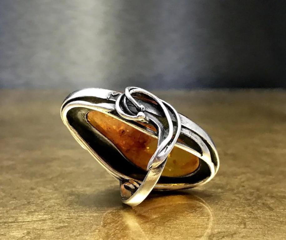 Vintage 1960s Modernist Minimalist Artisan 950 Sterling Silver Statement Ring For Sale 1