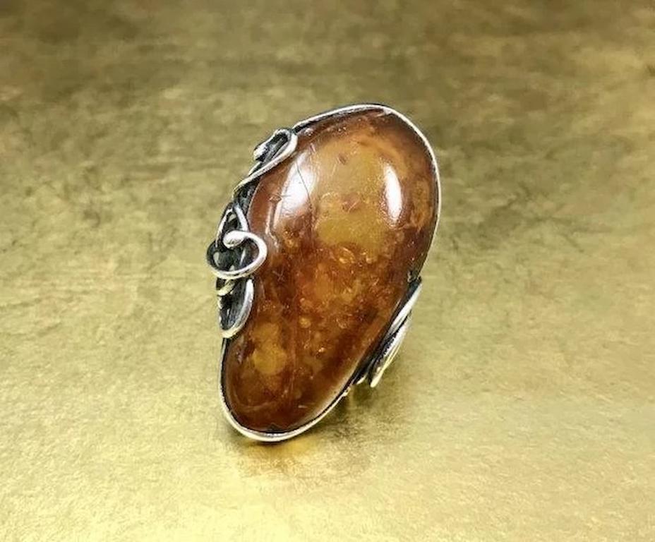 Vintage 1960s Modernist Minimalist Artisan 950 Sterling Silver Statement Ring For Sale 2