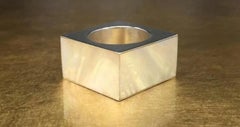 Vintage 1960 Modernist Minimalist Geometric Sterling Silver Mother of Pearl Ring