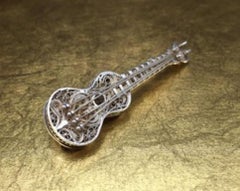 1910s Antique Art Nouveau Filigree Violine Brooch Pin Christmas Gifts for Mom