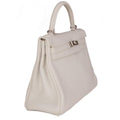 HERMES white Togo KELLY II 32 RETOURNER Bag