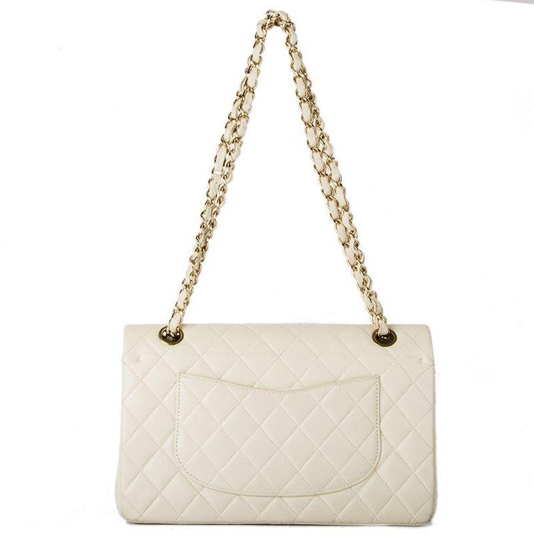 Splendid Chanel Timeless Mini Flap bag in off white pearl quilted leather,  SHW For Sale at 1stDibs