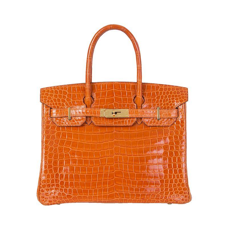 Hermes Birkin 30 Bag Orange Poppy Porosus Crocodile with Gold Hardware –  Mightychic