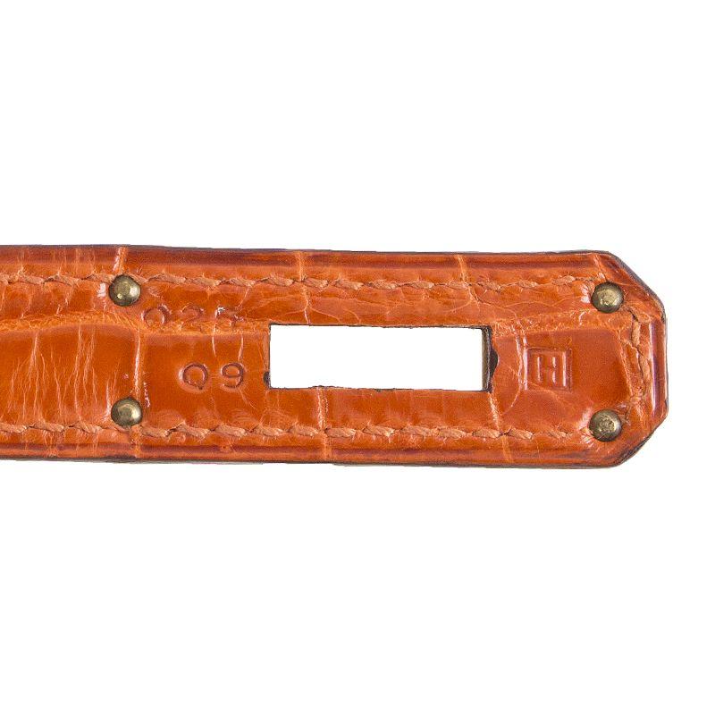 HERMES orange SHINY POROSUS CROCODILE leather BIRKIN 30 Bag In Excellent Condition In Zürich, CH