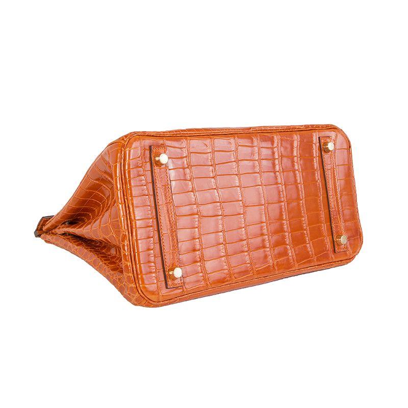 orange shiny handbag bag