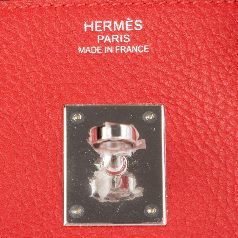 HERMES Rouge Tomate red Clemence leather & Palladium BIRKIN 35 Bag 2