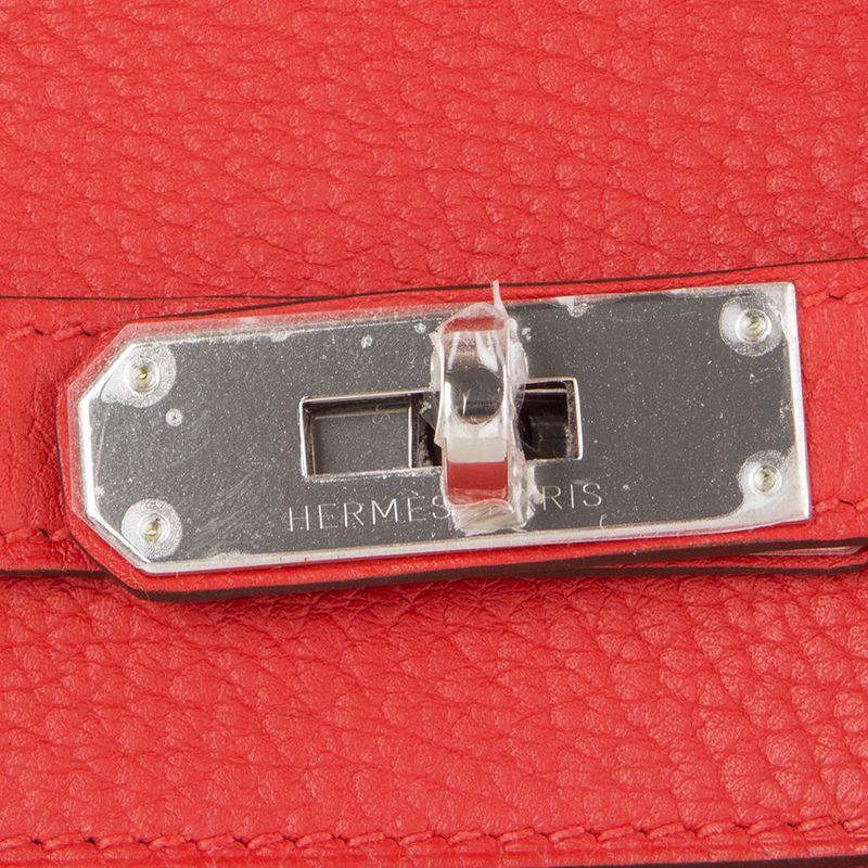 HERMES Rouge Tomate red Clemence leather & Palladium BIRKIN 35 Bag 1
