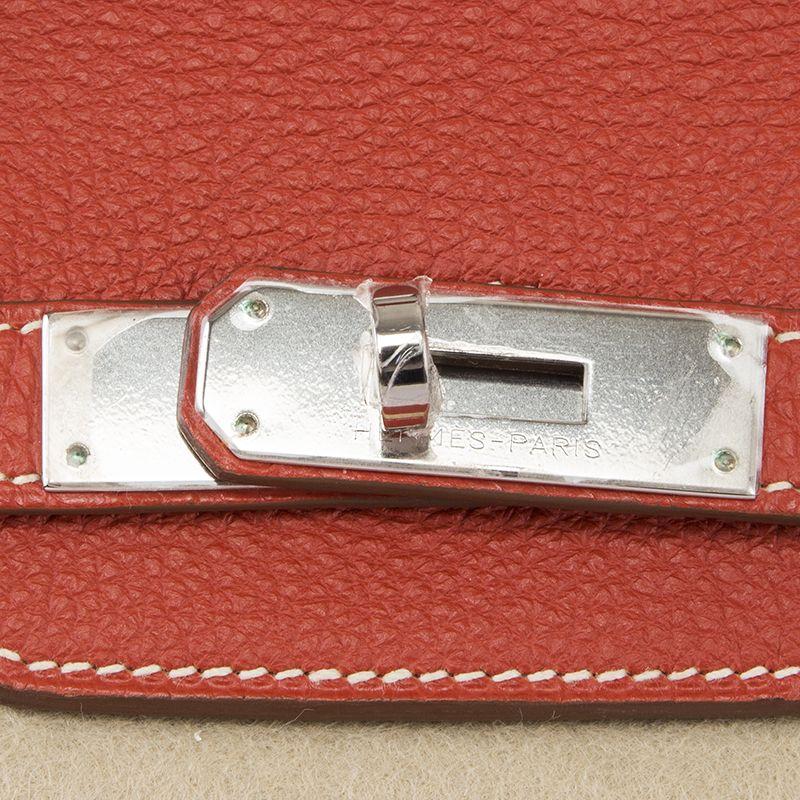 Red HERMES Sanguine red Togo leather & Palladium BIRKIN 35 Bag