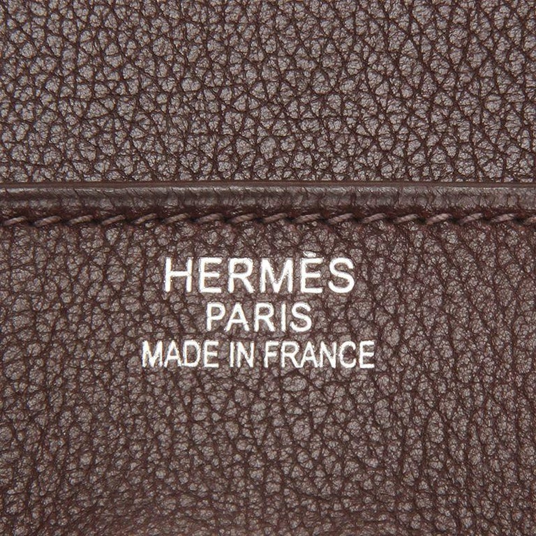 HERMES Havane brown Evergrain leather and Palladium BIRKIN 35 Bag at ...