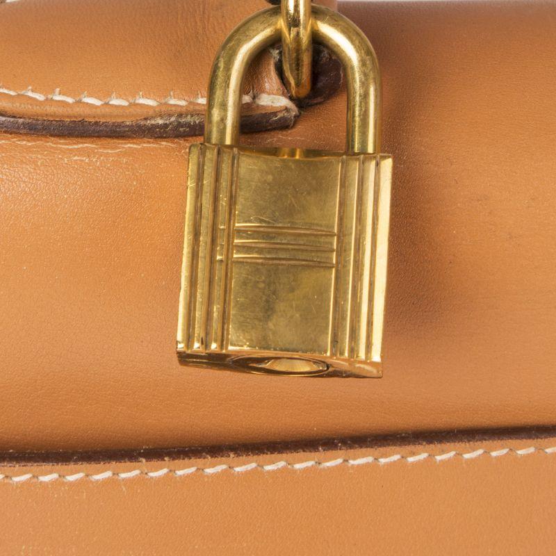 HERMES Naturel Box leather & Gold KELLY I 32 RETOURNER Bag In Fair Condition In Zürich, CH