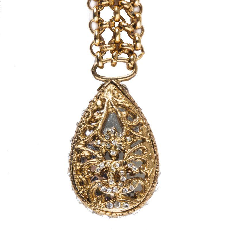 black tone crystal necklace chanel