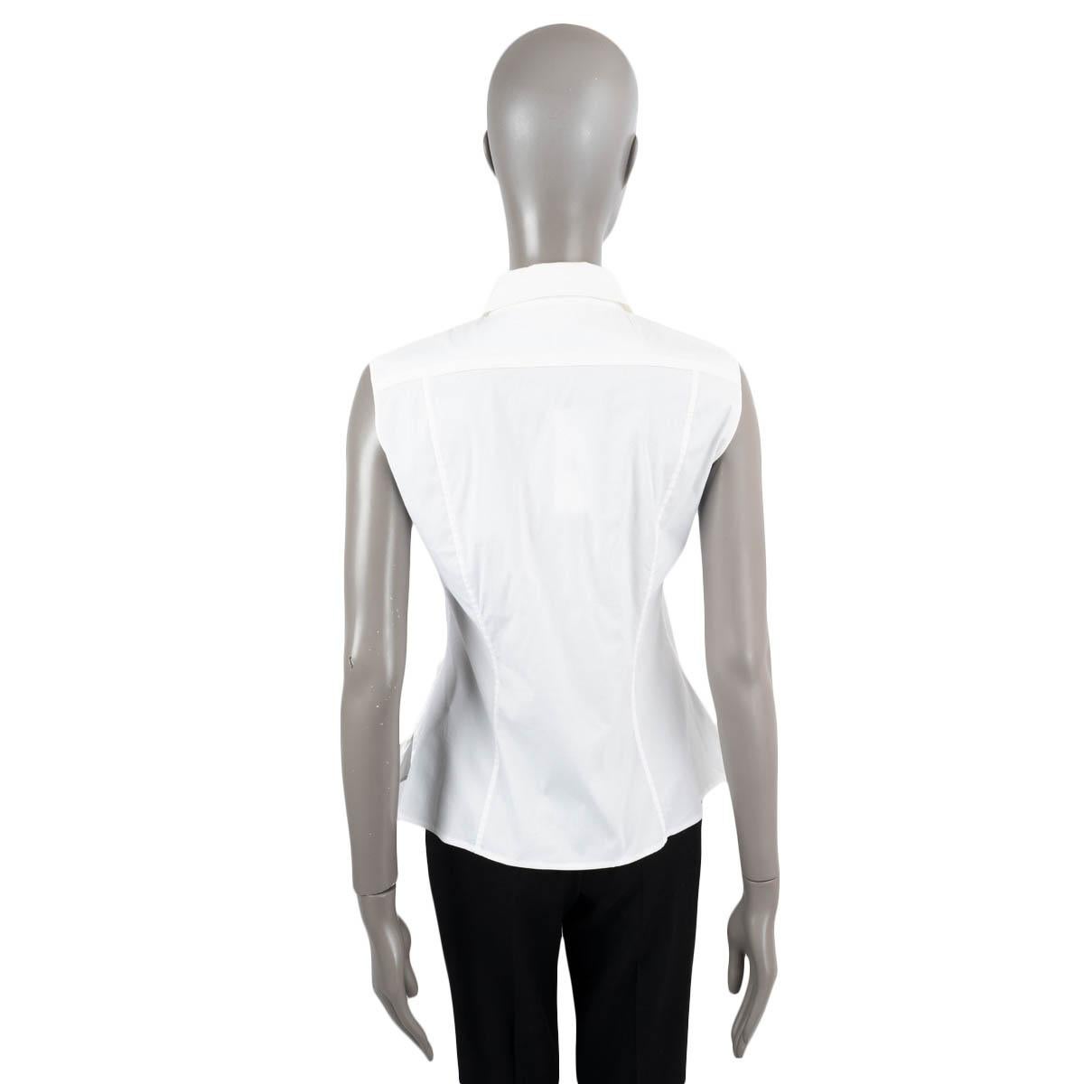 Women's JIL SANDER white cotton SLEEVELESS Button Up Shirt 38 M For Sale
