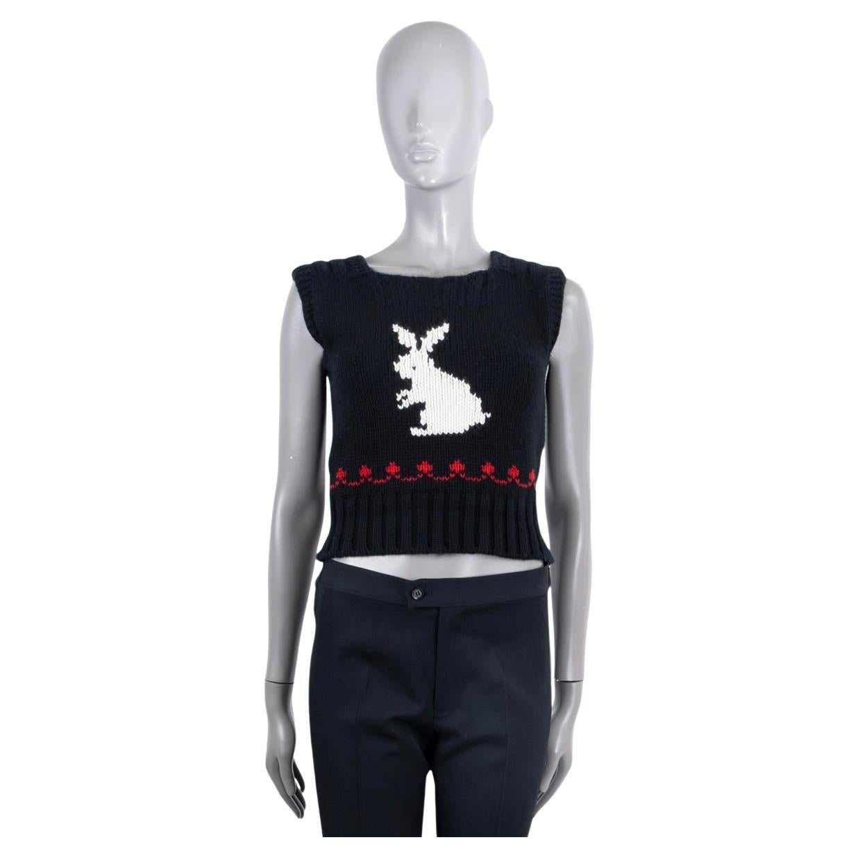 CHRISTIAN DIOR black wool & cashmere 2021 DIORAMOUR RABBIT Sweater Vest 36 XS For Sale