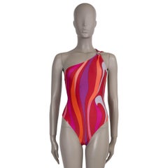EMILIO PUCCI red & pink 2022 MARMO ONE SHOULDER One Piece Swimsuit XS