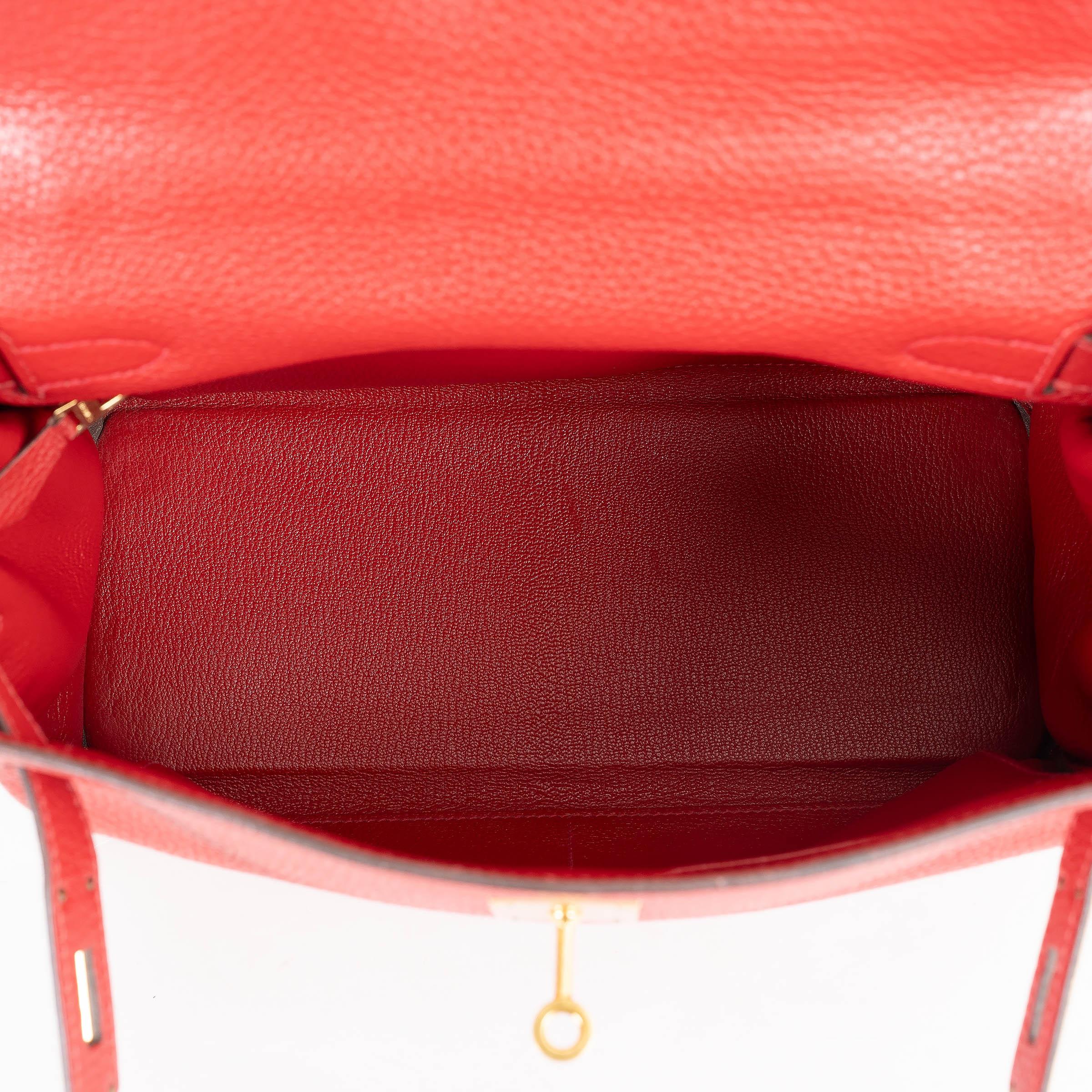 Donna HERMES Casaque rosso Clemence pelle KELLY 28 RETOURNE Borsa Ghw in vendita