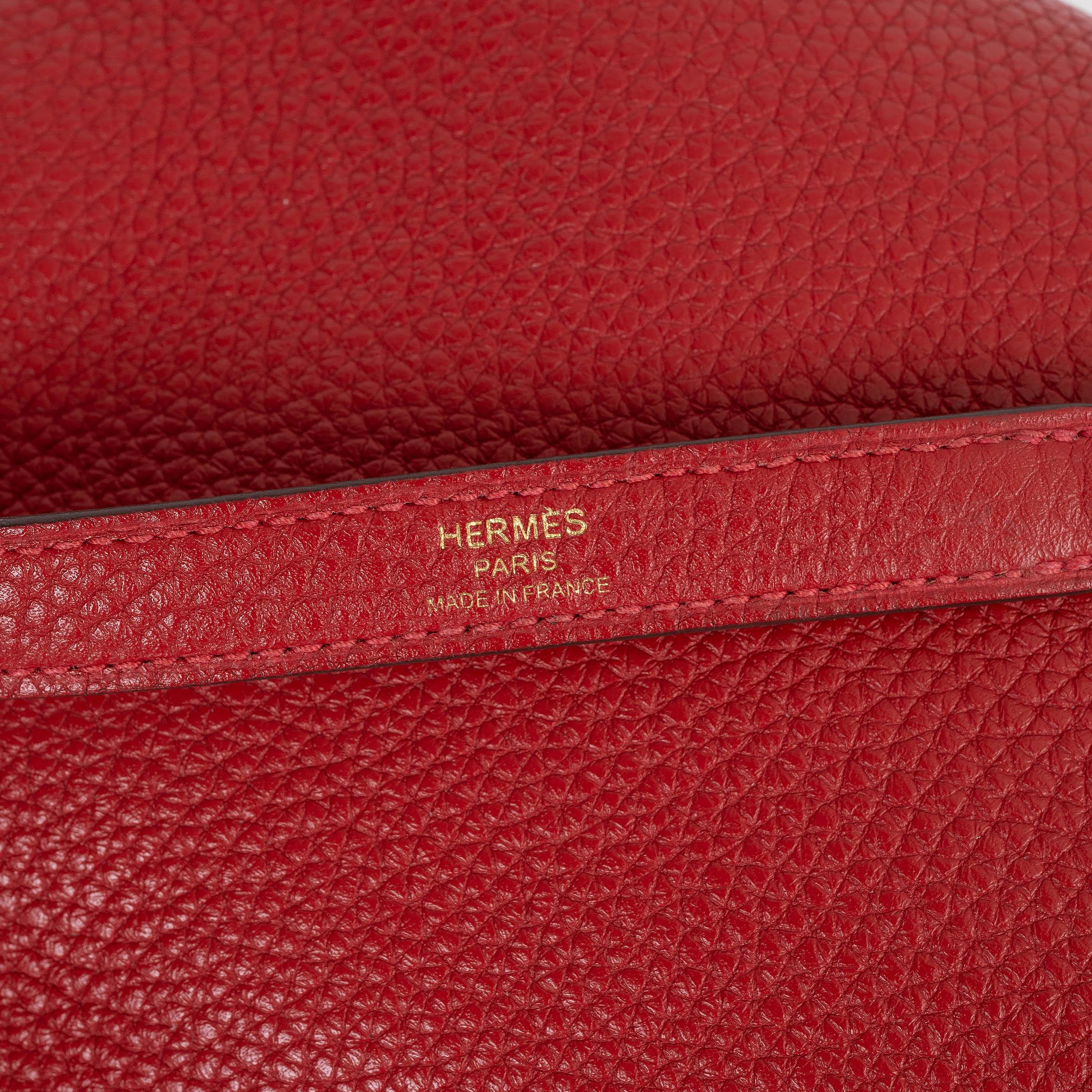 HERMES Casaque rosso Clemence pelle KELLY 28 RETOURNE Borsa Ghw in vendita 2