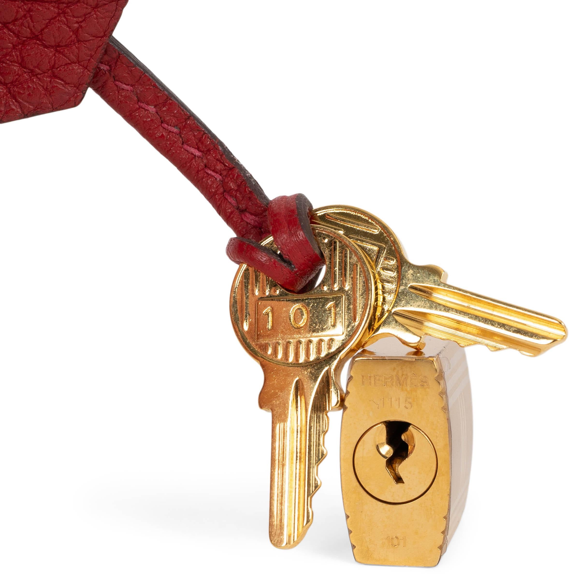 HERMES Casaque rosso Clemence pelle KELLY 28 RETOURNE Borsa Ghw in vendita 4