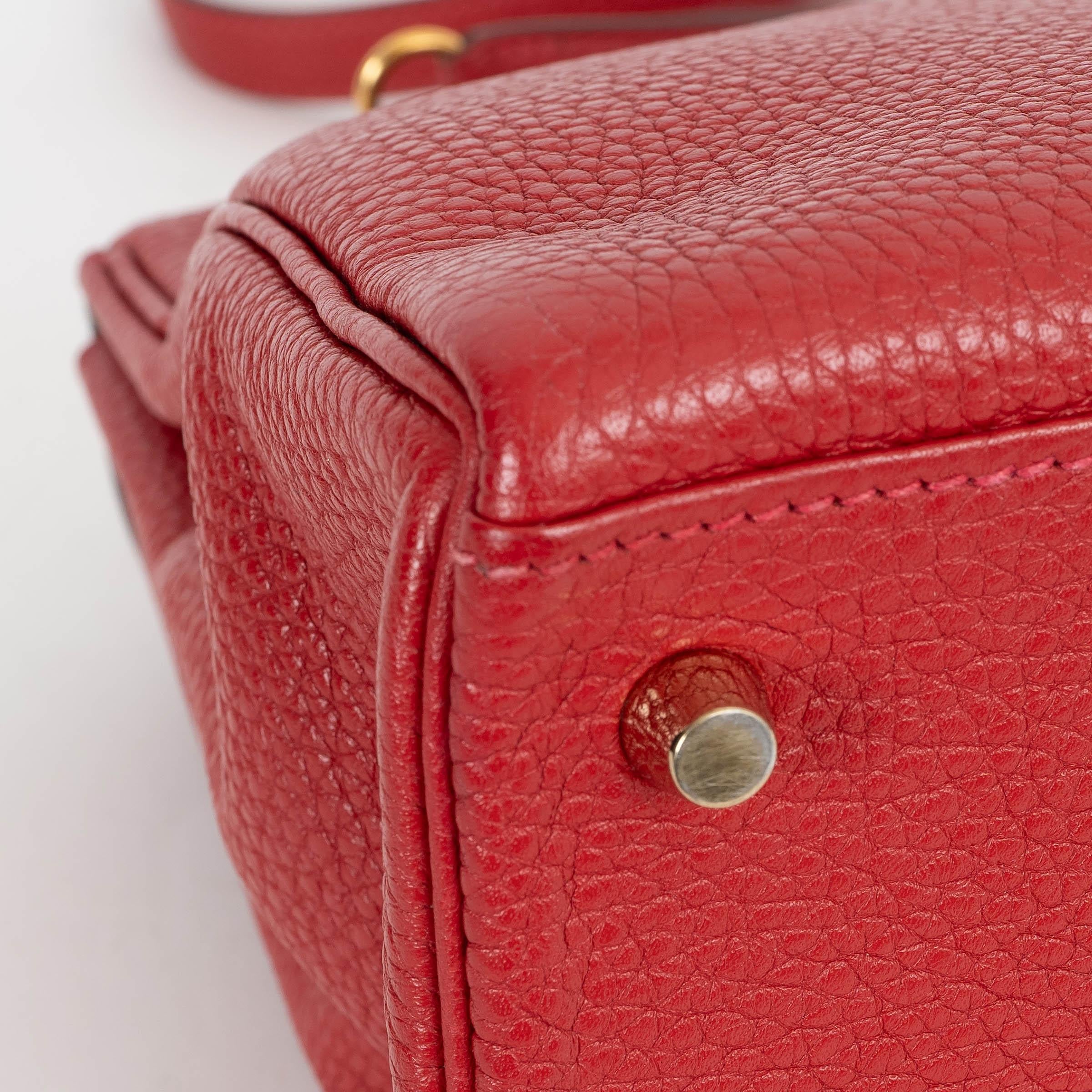 HERMES Casaque rosso Clemence pelle KELLY 28 RETOURNE Borsa Ghw in vendita 7