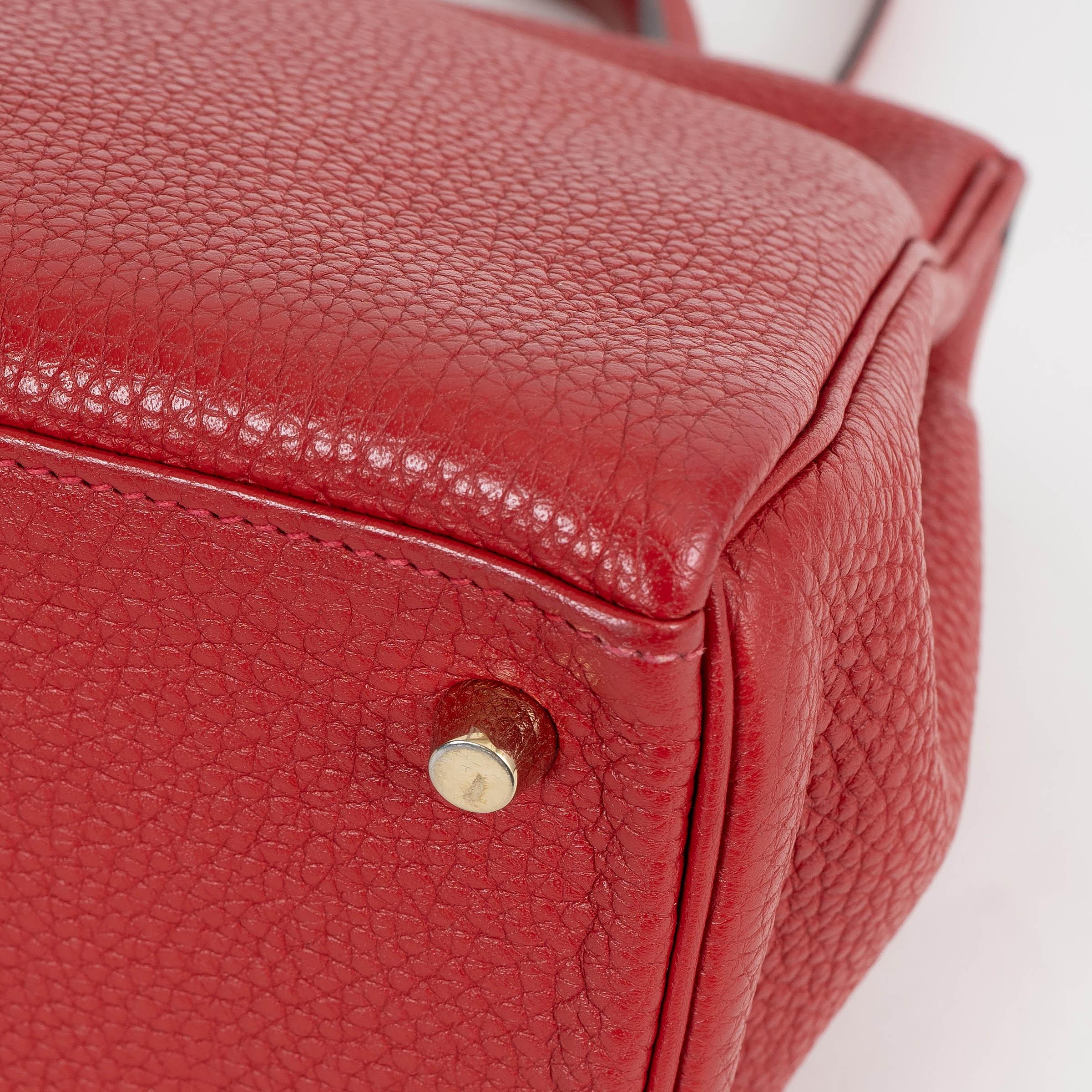 HERMES Casaque rosso Clemence pelle KELLY 28 RETOURNE Borsa Ghw in vendita 8