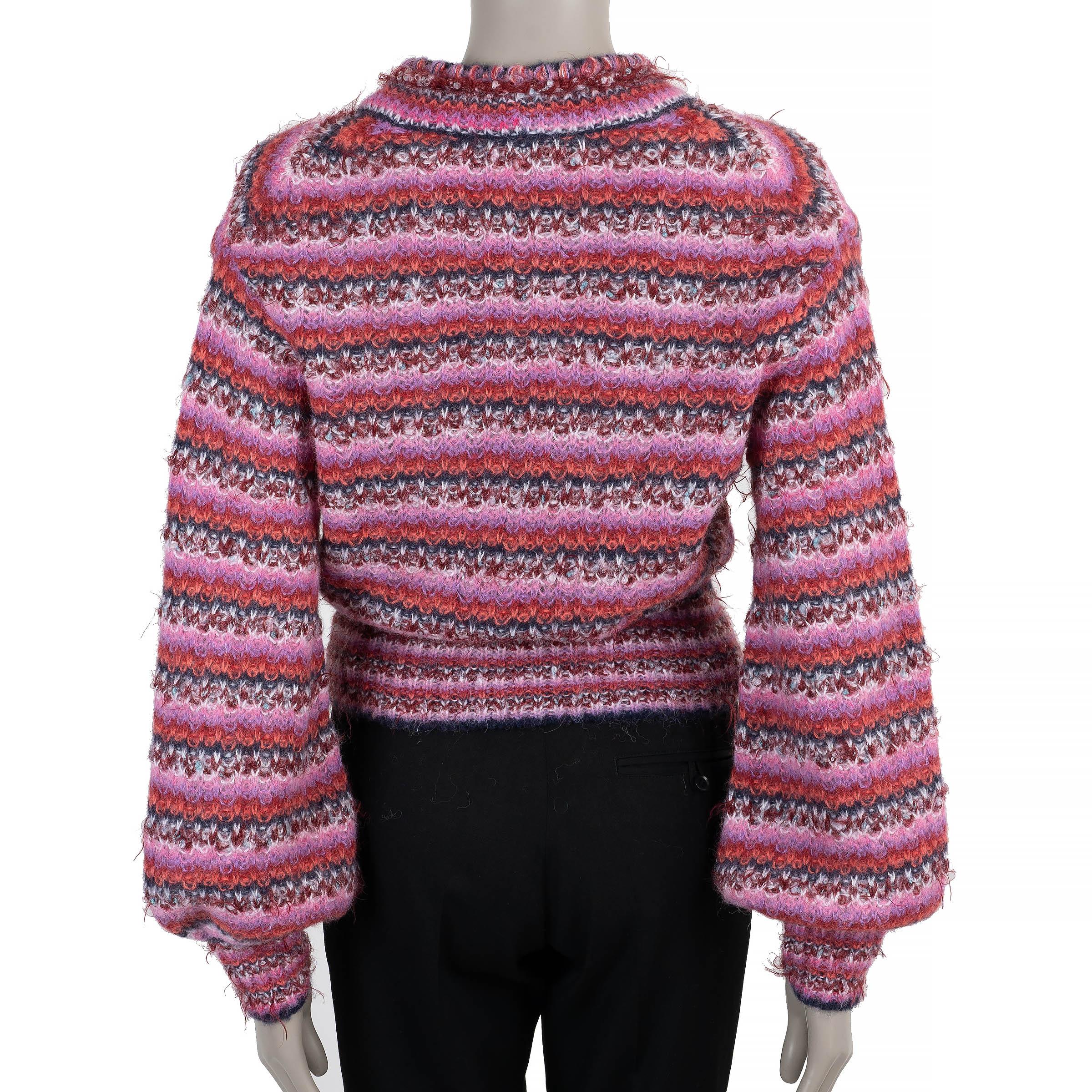 Marrone Chanel rosa alpaca 22A FLORENCE con strisce a V Maglione 36 XS in vendita