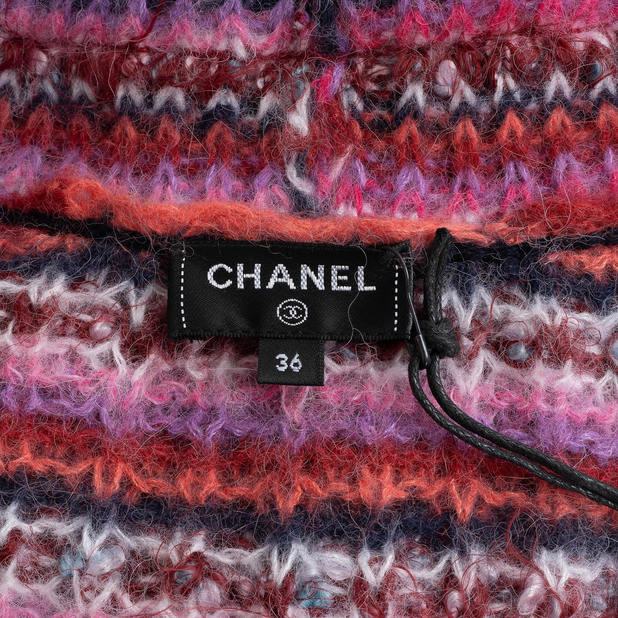 Chanel rosa alpaca 22A FLORENCE con strisce a V Maglione 36 XS in vendita 2