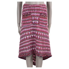 CHANEL rose alpaga 22A FLORENCE STRIPED KNIT Midi Skirt 36 XS