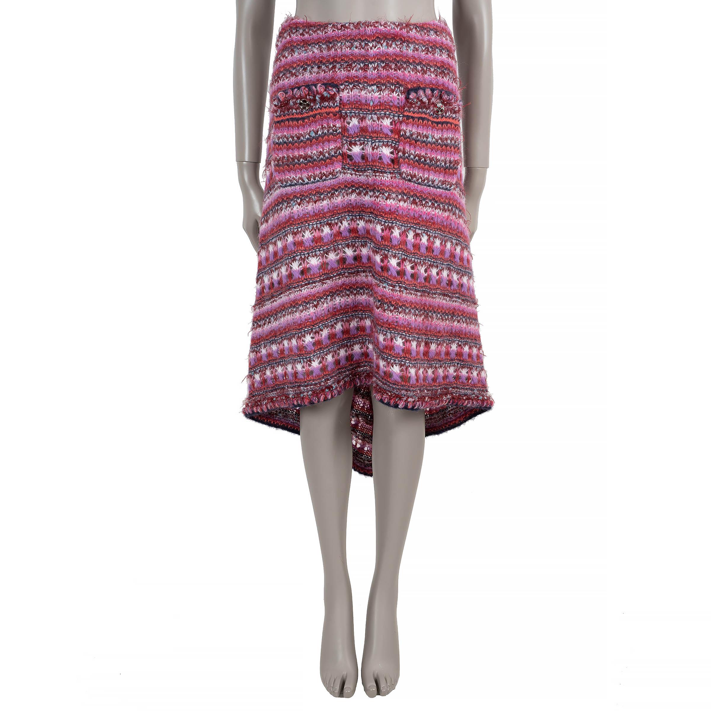 Chanel rosa alpaca 22A FLORENCE Gonna midi a righe 36 XS In condizioni ottime in vendita a Zürich, CH