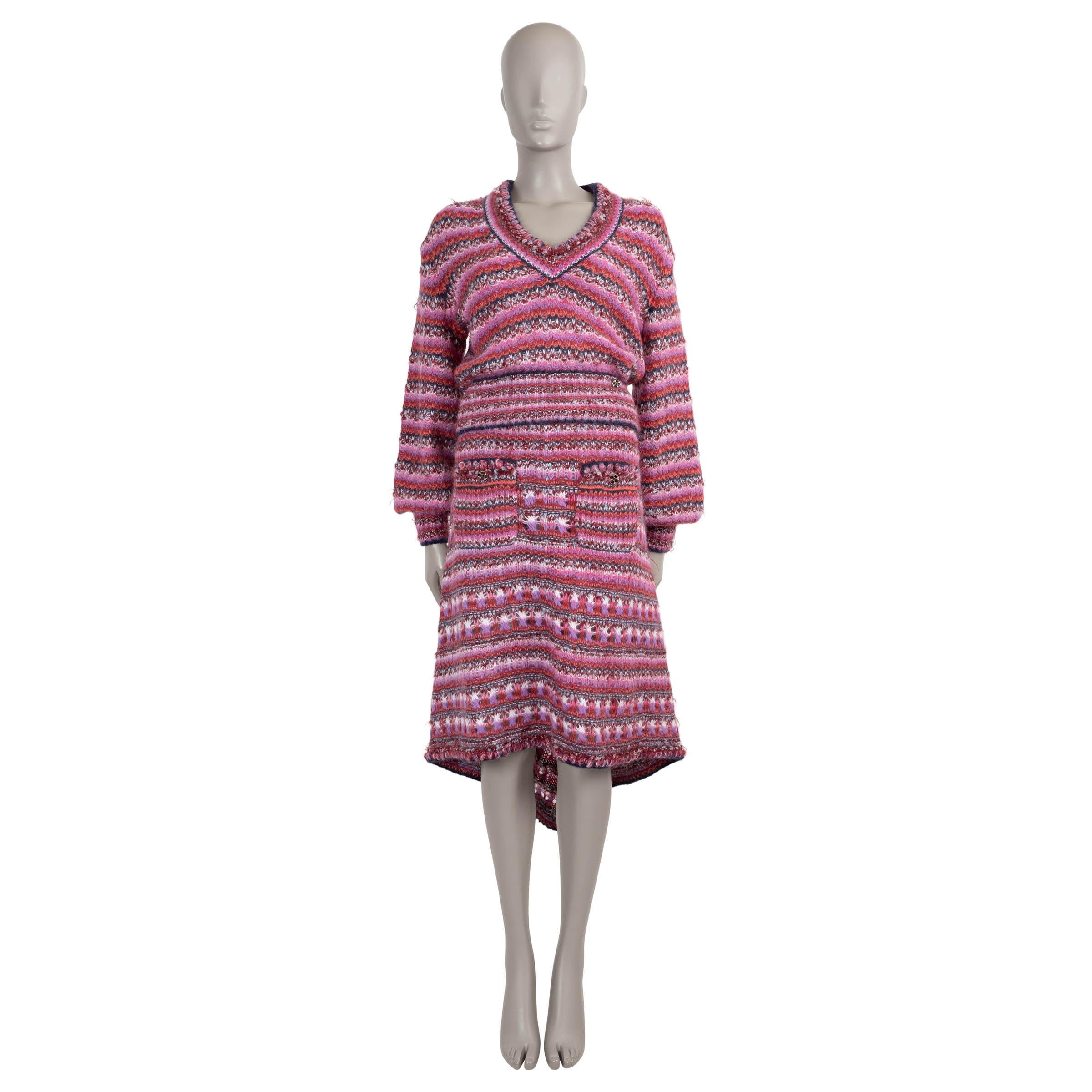 Chanel rosa alpaca 22A FLORENCE Gonna midi a righe 36 XS in vendita 2