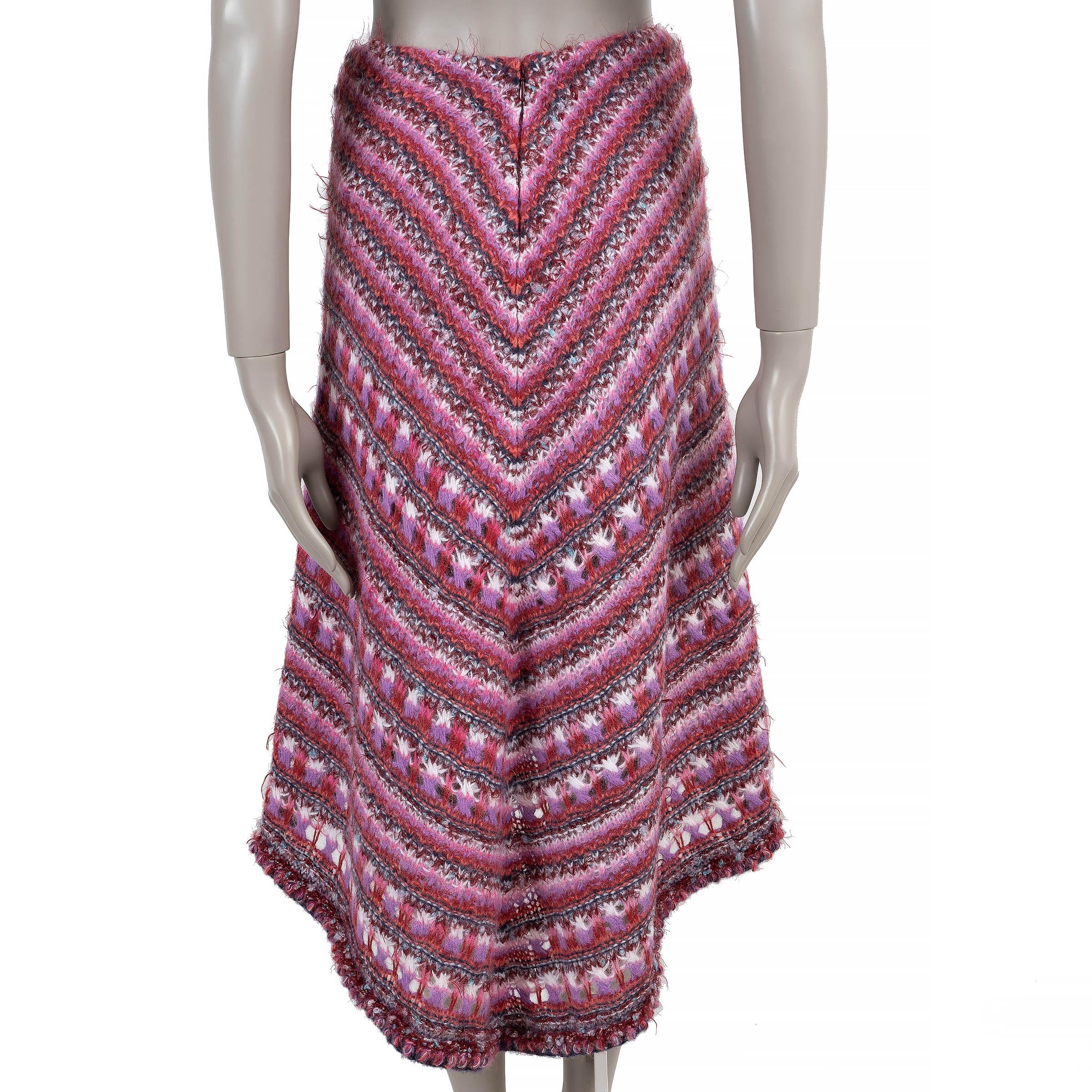 Marrone Chanel rosa alpaca 22A FLORENCE Gonna midi a righe 36 XS in vendita