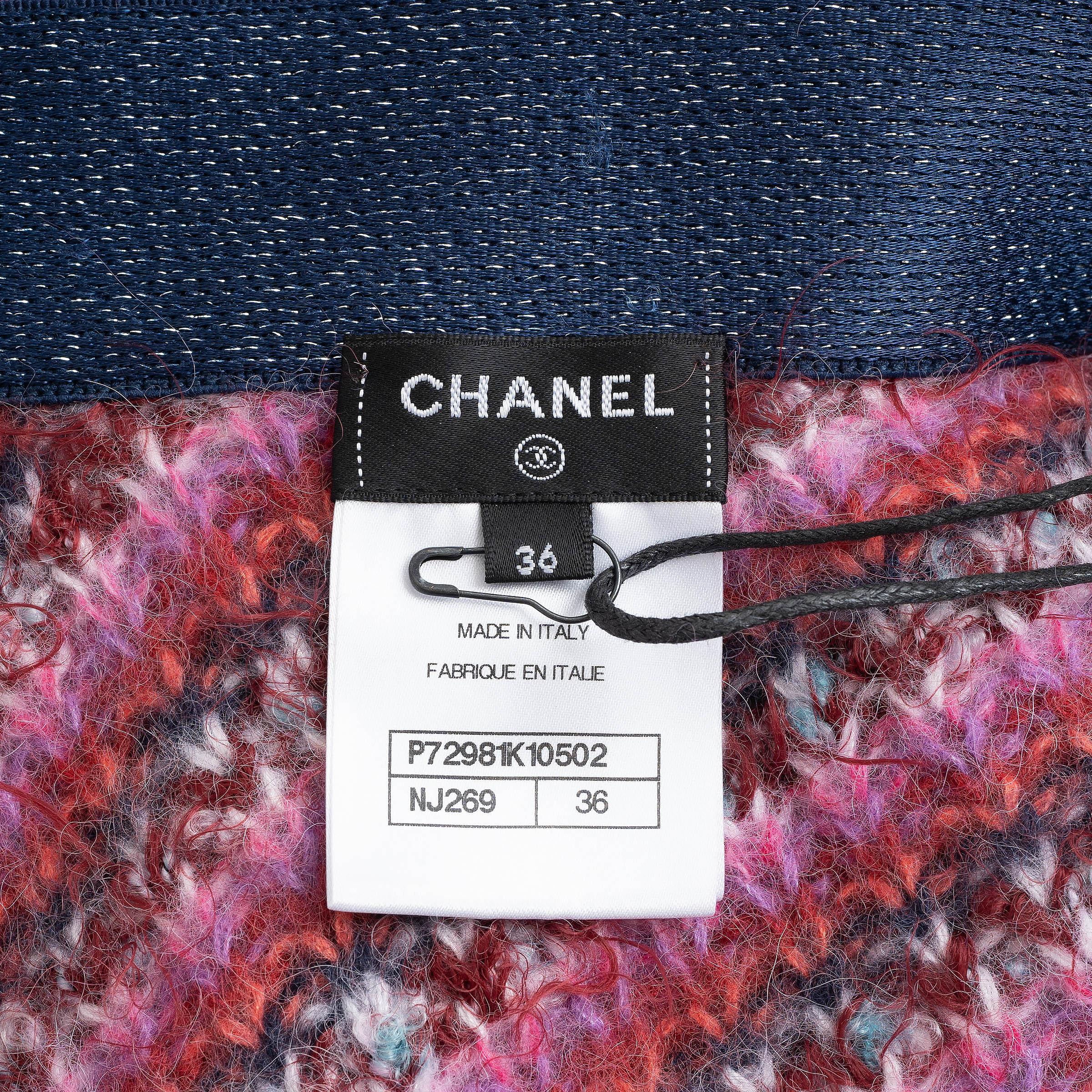 Chanel rosa alpaca 22A FLORENCE Gonna midi a righe 36 XS in vendita 1