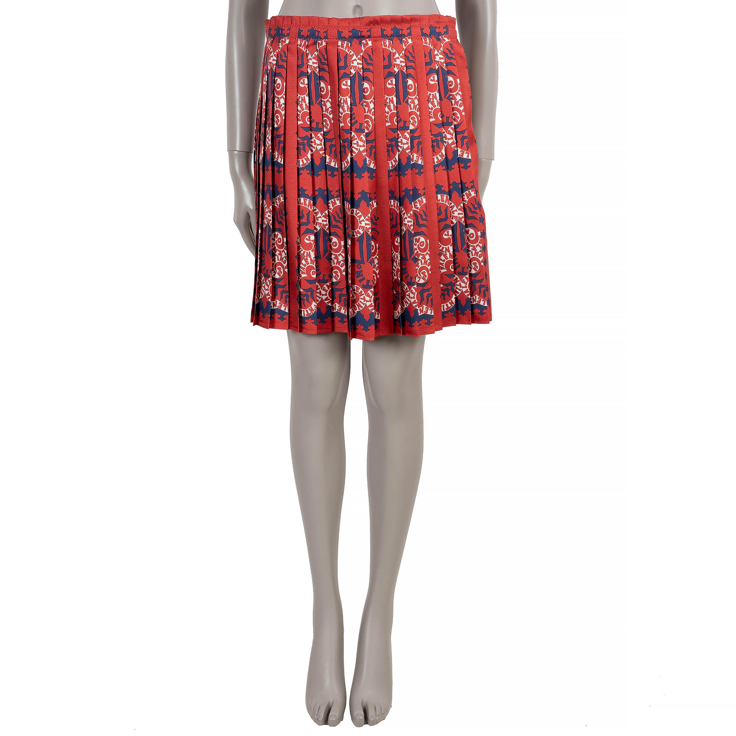 VALENTINO soie rouge 2019 BANDANA LOGO PLEATED MINI Jupe 42 M Neuf - En vente à Zürich, CH