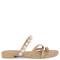 CHANEL ante beige 21P PEARL SLIDE Sandalias Zapatos 39 G37274