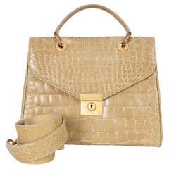 Bolso JIL SANDER de color beige con asa superior y estampado de cocodrilo