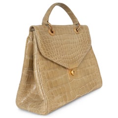 JIL SANDER beige CROCODILE TOP HANDLE Bag